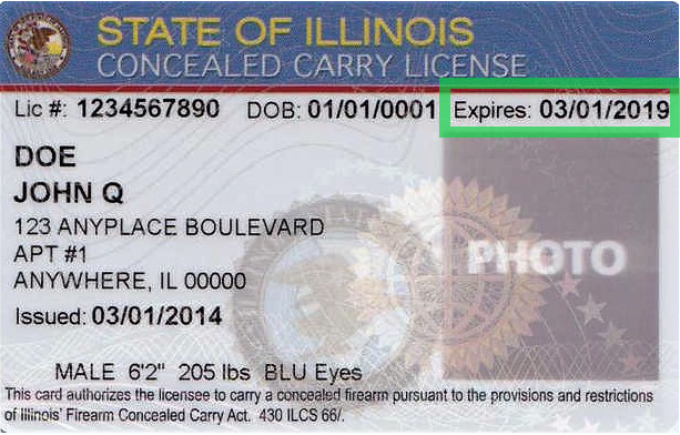 Expired Illinois Concealed Carry License Card